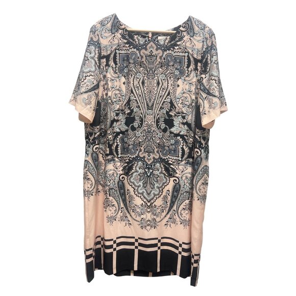 Chico's Pink and Black Paisley Plaid Short Shift Dress - Picture 3 of 9